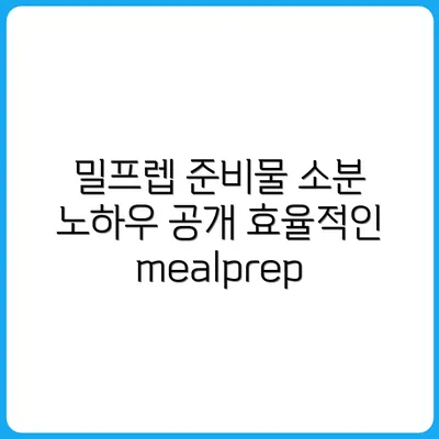 밀프렙 준비물 리스트와 소분 노하우 완전정복